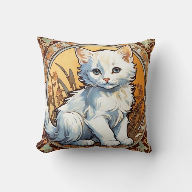 Alphonse Mucha Stil Cat Kudde (Framsida)