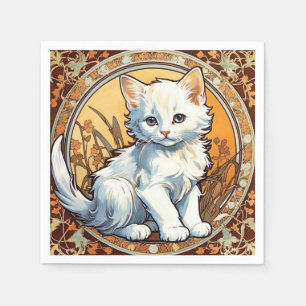 Alphonse Mucha Stil Cat Pappersservett