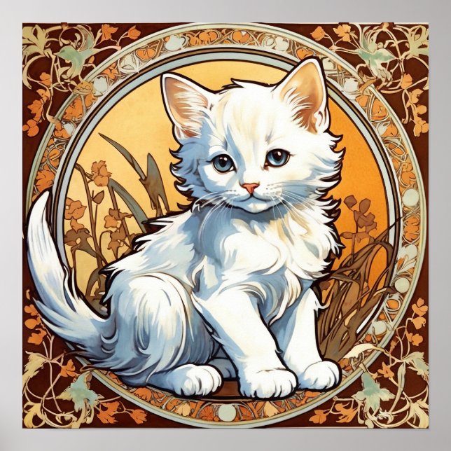 Alphonse Mucha Stil Cat Poster (Framsidan)
