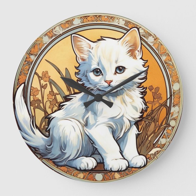 Alphonse Mucha Stil Cat Stor Klocka (Framsida)