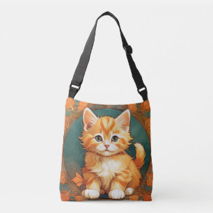 Alphonse Mucha Stil Orange Cat Axelväska