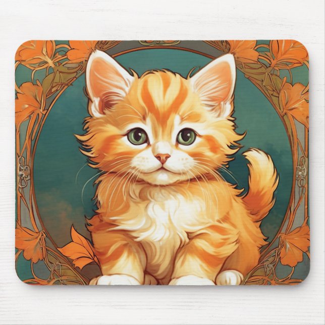 Alphonse Mucha Stil Orange Cat Musmatta (Framsidan)