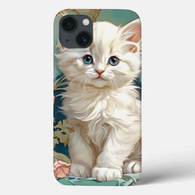 Alphonse Mucha Stil White Cat (Baksida)