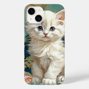 Alphonse Mucha Stil White Cat