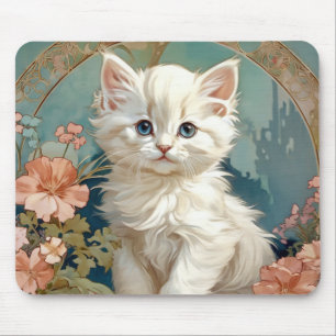Alphonse Mucha Stil White Cat Musmatta