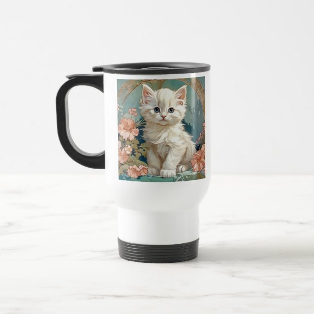 Alphonse Mucha Stil White Cat Resemugg (Vänster)