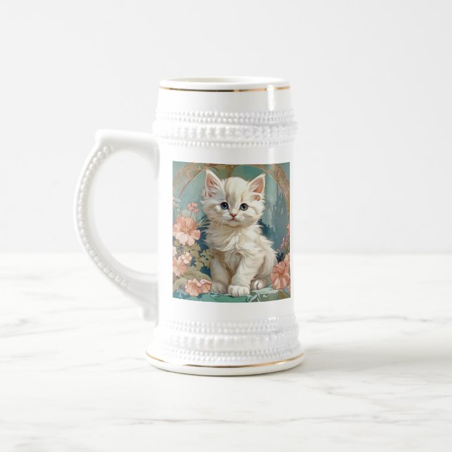 Alphonse Mucha Stil White Cat Sejdel (Vänster)