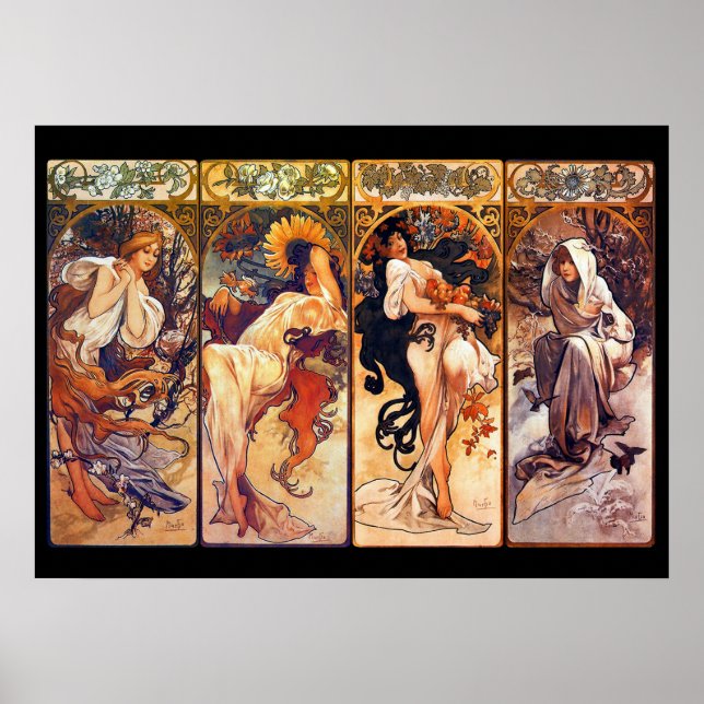 Alphonse Mucha Stunning Art nouveau Tableau #37 Poster (Framsidan)