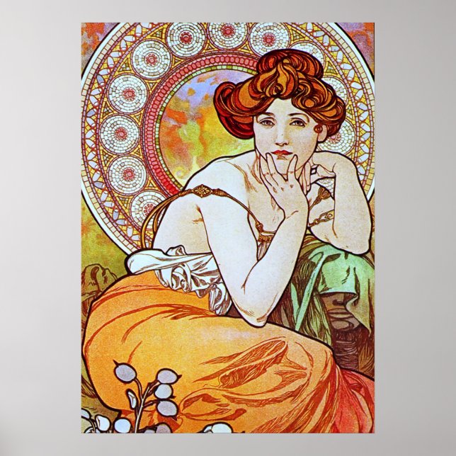 Alphonse Mucha Stunning Art nouveau Woman #15 Poster (Framsidan)
