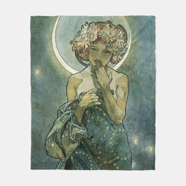 Alphonse Mucha Stunning Art nouveau Woman #18 Fleecefilt (Framsidan)