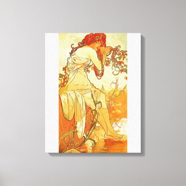 Alphonse Mucha Summer Canvas Poster (Framsida)