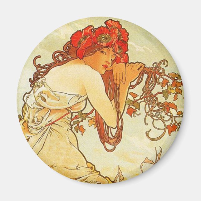 Alphonse Mucha Summer Magnet (Framsidan)
