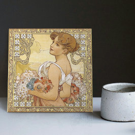 Alphonse Mucha Summer Seasons Art nouveau Vintage Kakelplatta