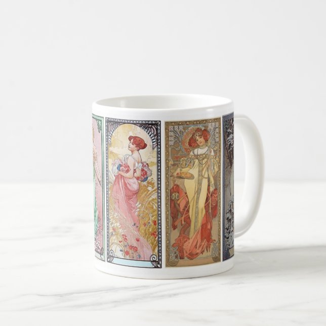 Alphonse Mucha , The four säsonons, 1900 Kaffemugg (Framsida höger)
