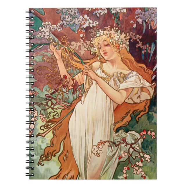 Alphonse Mucha, The Seasons (1896) Spring Anteckningsbok (Framsidan)