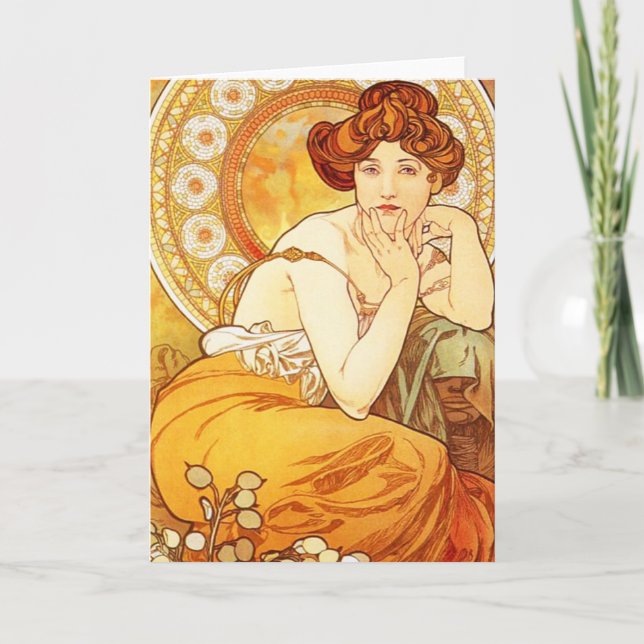 Alphonse Mucha Topaz Greeting Card Kort (Framsida)