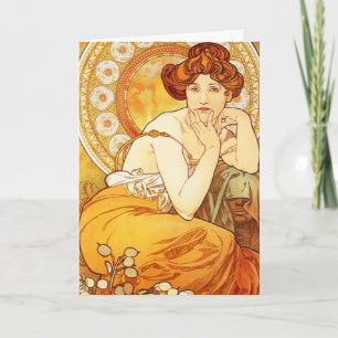 Alphonse Mucha Topaz Greeting Card Kort