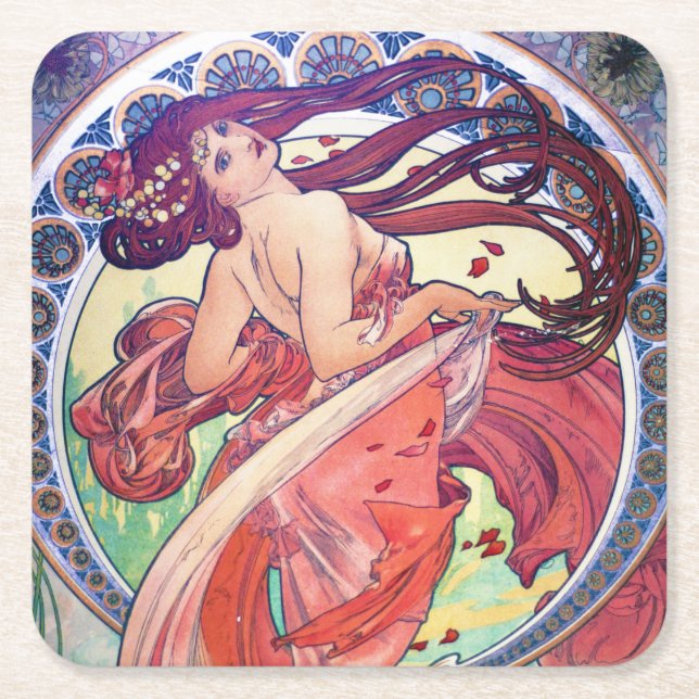 Alphonse Mucha Underlägg Papper Kvadrat (Framsidan)