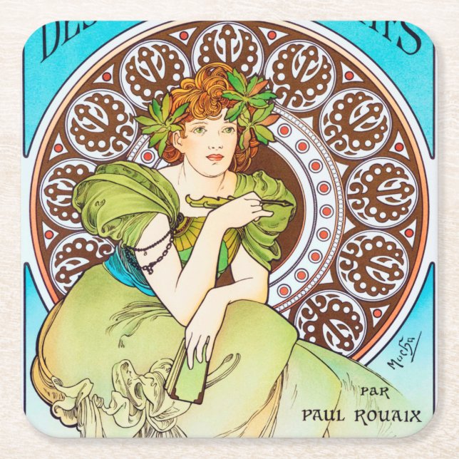 Alphonse Mucha Underlägg Papper Kvadrat (Framsidan)