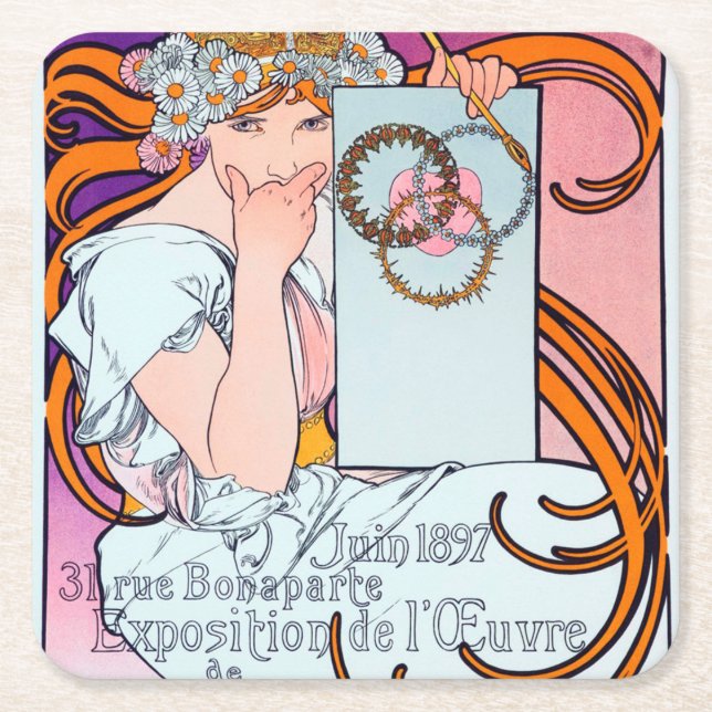 Alphonse Mucha Underlägg Papper Kvadrat (Framsidan)