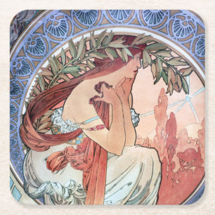 Alphonse Mucha Underlägg Papper Kvadrat