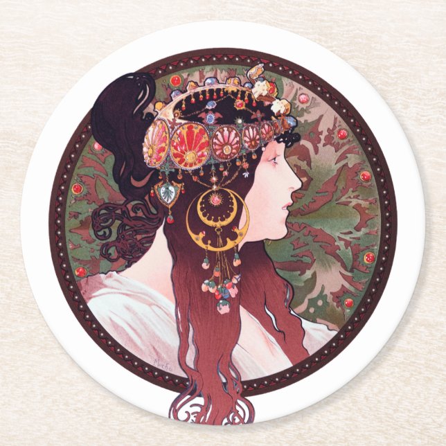 Alphonse Mucha Underlägg Papper Rund (Framsidan)