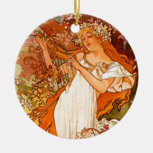 Alphonse Mucha Vår Julgransprydnad Keramik