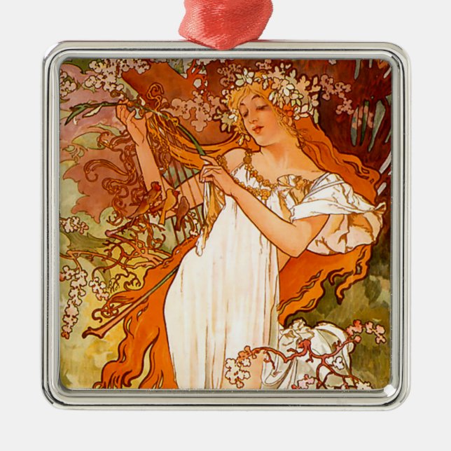 Alphonse Mucha Vår Julgransprydnad Metall (Framsidan)
