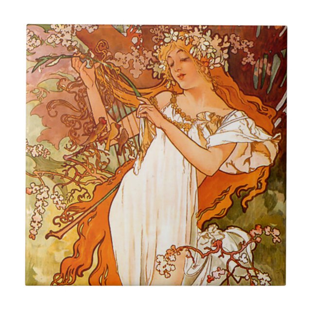 Alphonse Mucha Vår Kakelplatta (Framsidan)