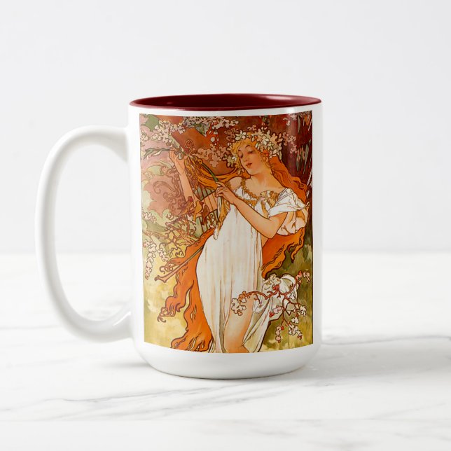 Alphonse Mucha Vår Två-Tonad Mugg (Vänster)