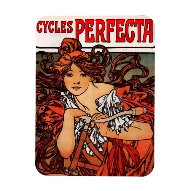 Alphonse Mucha Vintage Bicycle Magnet (Vertikal)