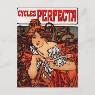 Alphonse Mucha Vintage Bicycle Postcard Vykort
