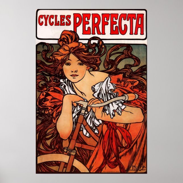 Alphonse Mucha Vintage Bicycle Poster (Framsidan)