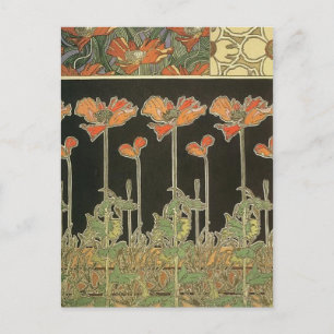 Alphonse Mucha Vintage Popular Art nouveau Poppies Vykort