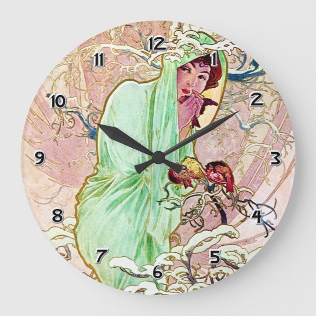 Alphonse Mucha Vinter II Stor Klocka (Framsida)