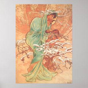 Alphonse Mucha - Vintern - Seasonerna Poster