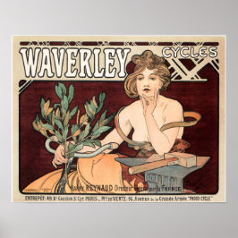 Alphonse Mucha Waverly Cycles Vintage affisch Art