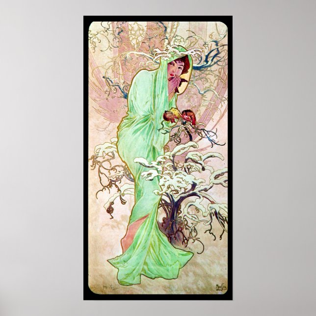 Alphonse Mucha Winter II Poster (Framsidan)
