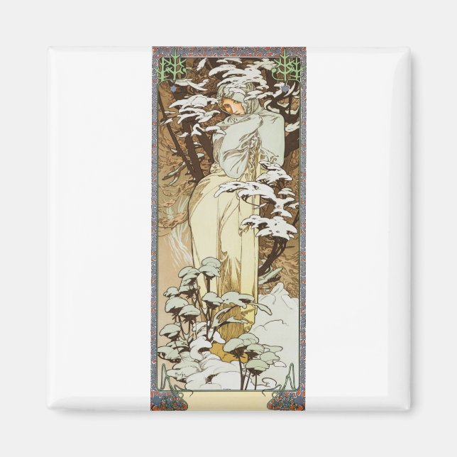 Alphonse Mucha Winter Magnet (Framsidan)