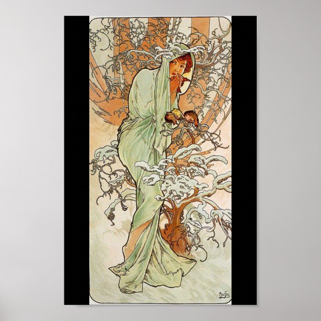  Alphonse Mucha - Winter Print Poster (Framsidan)