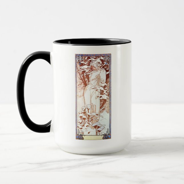Alphonse Mucha - Winter White Mugg (Vänster)