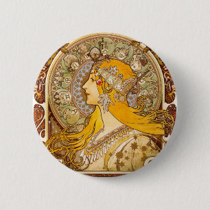 Alphonse Mucha Zodiac Art Nouveau Vintage Dekor Knapp