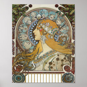 Alphonse Mucha Zodiac återställd Poster