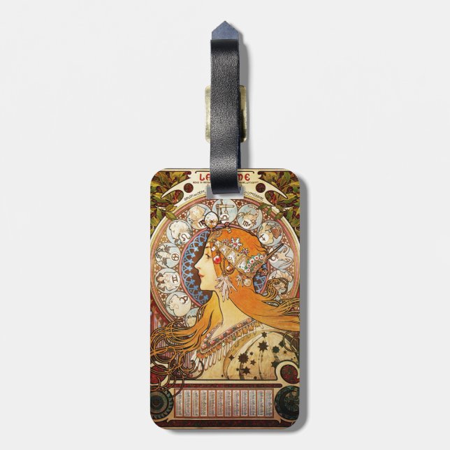 Alphonse Mucha Zodiac Bagagebricka (Baksidan Lodrät)