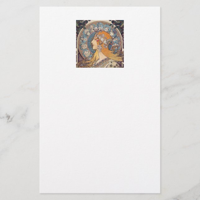 Alphonse Mucha , “Zodiac” Brevpapper (Framsida)