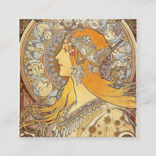 Alphonse Mucha Zodiac Fyrkantigt Visitkort