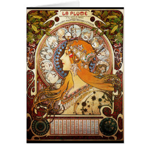 Alphonse Mucha Zodiac Hälsningskort