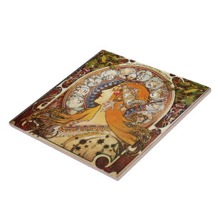 Alphonse Mucha Zodiac Kakelplatta