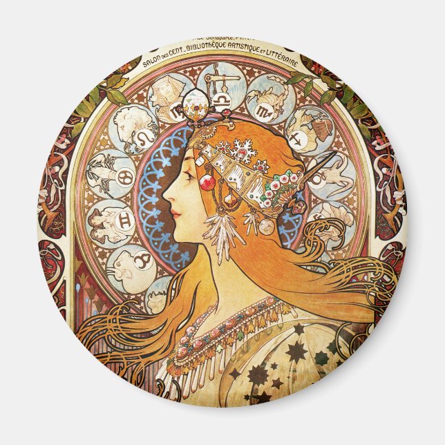 Alphonse Mucha Zodiac Magnet (Framsidan)