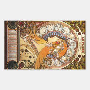 Alphonse Mucha Zodiac Rektangulärt Klistermärke